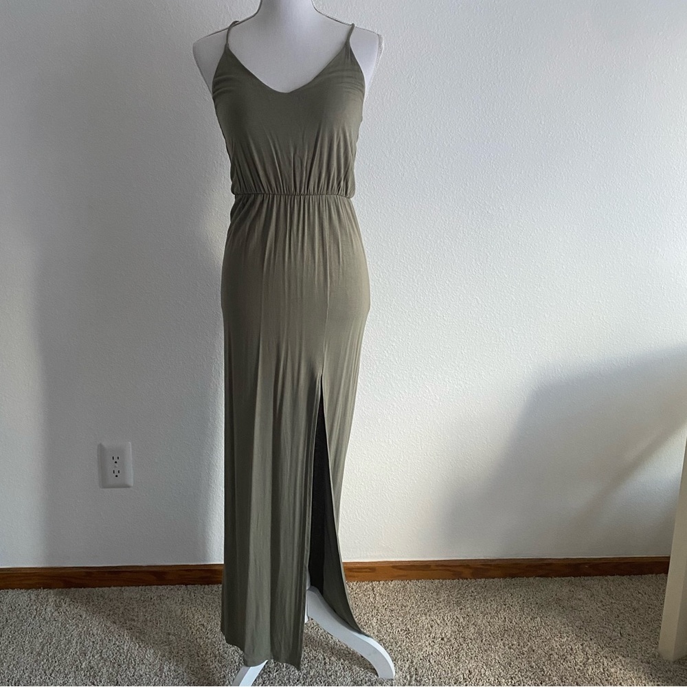 Lulus watch the sunset washed olive green maxi dress